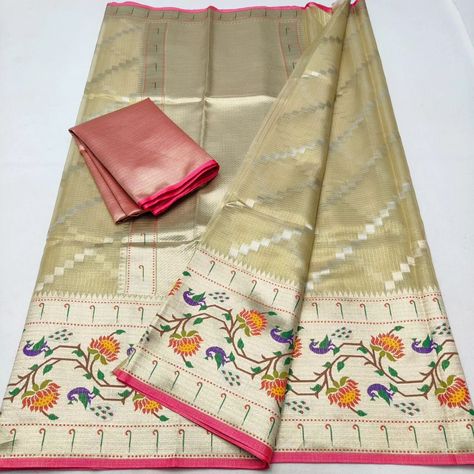 🪷🪷🪷🪷🪷🌸🌸🌸🪷🪷 Product code :BN048 *Tissue Kota Weaving Saree* *_With Blouse_* Price : Rs 5,299/- free shipping Maggam Works, Rs 5, Opening Video, Kota Sarees, Saree Border, Contrast Blouse, Maggam Work, Paloma, Borders