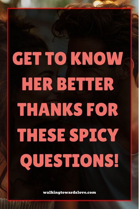 Looking to spice up your conversations with the ladies? Check out these 80 spicy questions to ask a woman! Whether you're getting to know someone new or looking to ignite some fun with your longtime crush, these questions will add some heat to your chats. From flirty inquiries to deep reflections, there's something for every interaction. Get ready for interesting answers and engaging discussions that will keep you both on your toes. Questions To Get To Know Someone Flirty Snapchat, Flirty Questions To Ask Your Crush, Spicy Questions To Ask Your Girlfriend, Spicy Questions To Ask Your Crush, Spicy 21 Questions, Questions To Get To Know Someone Flirty, Spicy Questions To Ask Your Friends, Spicy Questions To Ask, Spicy Questions