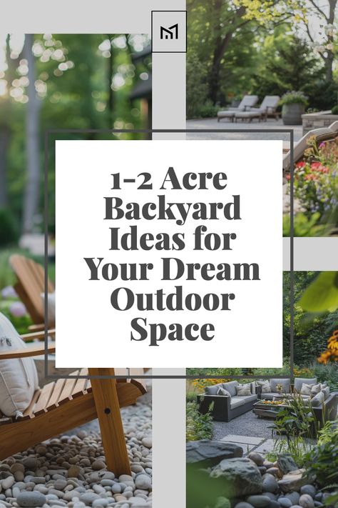 Turn your spacious backyard into a dream outdoor retreat with these inspiring ideas. Create distinct zones for dining, lounging, and recreation, incorporate features like fire pits, pergolas, or outdoor kitchens for functionality, and enhance the landscape with lush gardens, water features, or a swimming pool for added luxury. 1 Acre Backyard Landscaping Ideas, Washer Pits Backyard, Backyard Ideas 1 Acre, 2 Acre Backyard Ideas, Backyard Dream Ideas, Large Backyard Landscape Ideas, Georgia Backyard Ideas, 1 Acre Backyard Ideas With Pool, Large Backyard Design Ideas