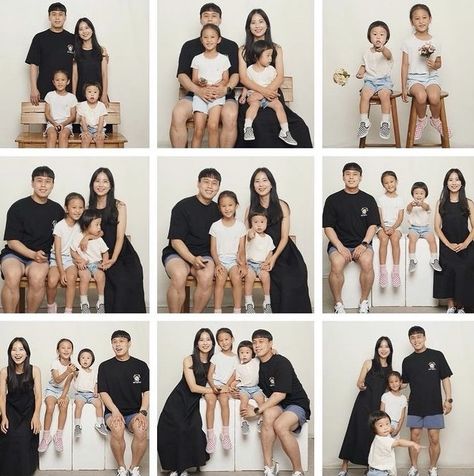 Raya Photoshoot, Glam Family Photoshoot, Family Potrait, Family Photo Studio, Cute Family Pictures, Home Studio Ideas, Family Photoshoot Poses, Korean Photo, Family Portrait Poses