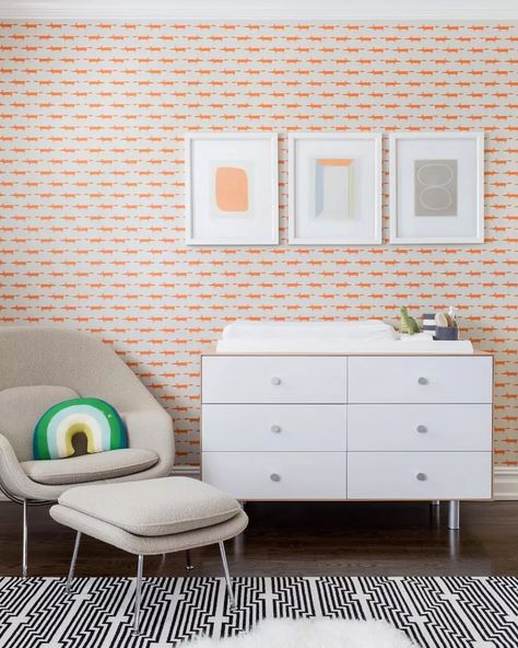 13 Stylish Kid Bedroom Ideas - How to Decorate a Kid's Room Nursery Wallpaper Ideas, Stylish Kids Bedroom, Custom Bunk Beds, Classic Dressers, Built In Bunks, Fun Nursery, Bunk Room, Amber Interiors, Nursery Wallpaper