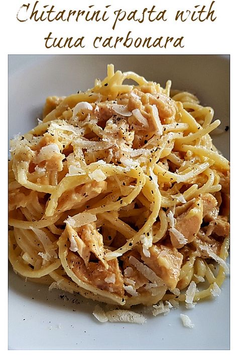 Pasta with Tuna Carbonara – Page 2 of 2 – The Pasta Project Tuna Carbonara, Fresh Tuna Recipes, Pasta With Tuna, Italian Tuna, Canned Tuna Recipes, Fresh Tuna, Tuna Pasta, Canned Tuna, Carbonara Recipe