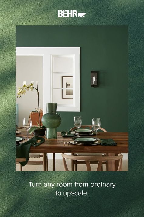 Vine Leaf brings a richness and depth that naturally turns any room from ordinary to upscale. Paint Color Visualizer, Color Visualizer, Taupe Paint Colors, Indoor Paint, Taupe Paint, Behr Colors, Green Dining Room, Behr Paint Colors, Paint Color Chart