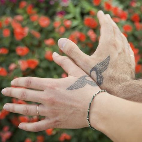 Wings Matching Tattoos - 70  Lovely Matching Tattoos | Art and Design Tato Waist, Tato Wolf, Tato Women, Easy Tatoos, Tatoos Woman, Partner Tattoos, Casserole Breakfast, Mother Son Tattoos, Father Daughter Tattoos