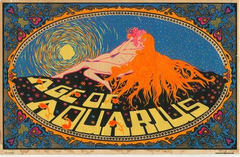 Aquarius Sun, Aquarius Aesthetic, Blacklight Posters, Aquarius Art, Black Light Posters, Aquarius Sign, Pisces Moon, Age Of Aquarius, Silk Screen Printing