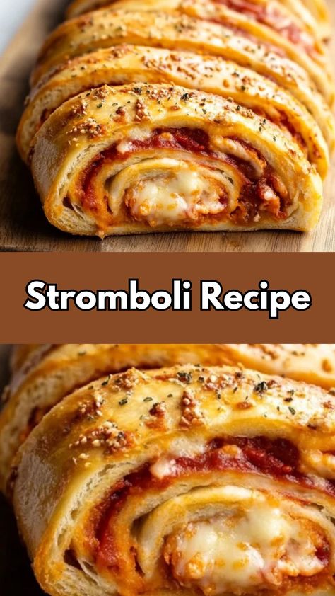 Discover the ultimate Stromboli recipe! Perfect for family dinners, game nights, or parties, this homemade Stromboli features a golden, flaky crust filled with layers of melted cheese, savory salami, pepperoni, and provolone. Learn how to Homemade Stromboli Dough, Crowd Pleaser Meals, Meatball Stromboli Recipe, Stromboli Dough Recipe, How To Make Stromboli, Stromboli Dough, Easy Stromboli, Stromboli Recipe Easy, Homemade Stromboli