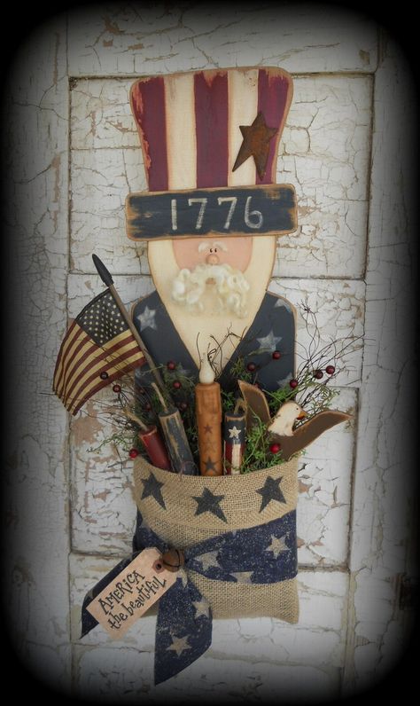 Americana Uncle Sam Craft E-pattern Template K229 - Etsy Uncle Sam Craft, Spindle Crafts, 4th Of July Images, Sam Wood, Americana Crafts, Primitive Wood Crafts, Primitive Americana, 4th July Crafts, Blue Crafts