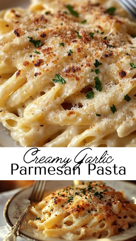 This Ultimate Garlic Parmesan Pasta combines al dente noodles with a creamy, cheesy sauce loaded with garlic flavor. Ideal for fall recipes, it’s a cozy and filling dish that’s easy to whip up for a comforting dinner. Perfect for pasta lovers who want a quick, delicious meal! Small Dinners For One, Healthy Dinner Recipes With Noodles, Kd Recipes Kraft Dinner, Ring Pasta Recipes, Cast Iron Pasta Recipes, Sides To Go With Pasta Dinner, Pasta Dinner Sides, Pasta Recipe No Meat, Meals With Elbow Noodles