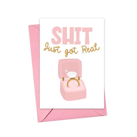 Card For Bride, Funny Engagement Gifts, Gifts For Engaged Friend, Funny Engagement, Funny Wedding Cards, Engagement Humor, Engagement Card, Real Funny, Bridal Shower Cards