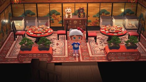 My Chinese restaurant in Animal Crossing New Horizons! Animal Crossing Chinese Restaurant, Acnh Chinese Restaurant Designs, Acnh Sushi Restaurant Designs, Acnh Chinese Restaurant, Animal Crossing Chinese Design, Asia Restaurant, Chinese Restaurant Design, Restaurant Exterior, Animal Crossing Fan Art