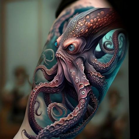 Octopus Tattoo Sleeve, Kraken Tattoo, Tatoo 3d, Octopus Drawing, Octopus Tattoo Design, Octopus Tattoos, Nautical Tattoo, Octopus Design, Geniale Tattoos