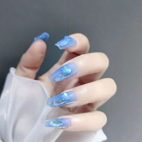 Ocean Blue Diamond False Nail Long Coffin Press on Nails for Nails Art 24pcs | eBay Blue Diamond Nails, Bridesmaids Nails, Weird Thing, Ballet Nails, May Nails, Transparent Nails, Short Square Nails, Blue Nail Art, Coffin Press On Nails