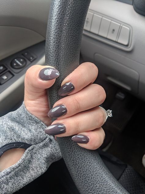 Call Almond Nails, Dark Round Nails, Short Almond Nails Dark Colors, Almond Dark Nails, Dark Brown Acrylic Nails Almond, Dark Grey Almond Nails, Dark Brown Nails Almond Shape, Dark Brown Almond Nails, Dark Brown Nails Almond