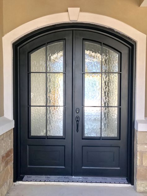 Custom eyebrow arched classic door with flemish glass. Arched Front Doors, Kitchen Entry Door, Arched Exterior Doors, Cabinet Makeover Ideas, Arched Entry Doors, Front Doors With Glass, Kitchen Cabinet Makeover, Arched Front Door, Front Door Inspiration