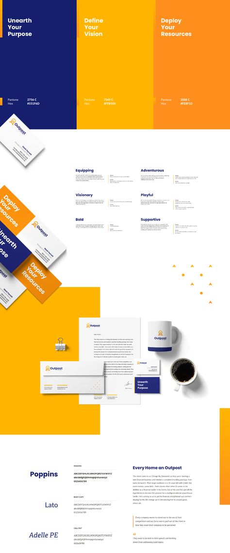 Outpost Advisors Branding on Behance Blue Logo Design, Blue Website, Logo Guidelines, Brand Identity Colors, Brand Guidelines Design, Branding Identity Inspiration, Business Branding Inspiration, Presentation Design Layout, Logo Presentation