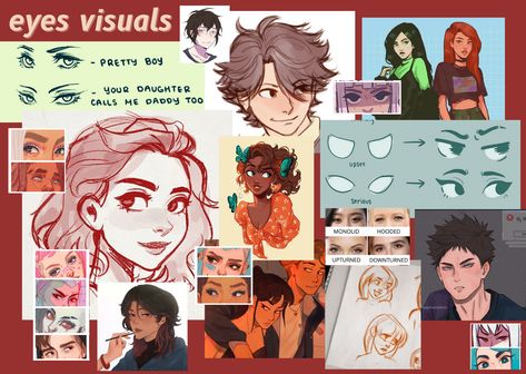 credits to specific artists that I could find iwaizumi & oikawa pictures (iwaoi in 90's style) by @/iwachansarm vertical 4 eyes: (bottom left) urusuladecayart on tumblr vertical 4 eyes in 2 parts: (left corners) TetraTheRipper on twitter kim possible art: tonirenea-art.tumblr.com Tonirenea Art, Iwaizumi Oikawa, Eye Anatomy, Kim Possible, On Tumblr, Anatomy, Mood Board, Digital Art, Tumblr