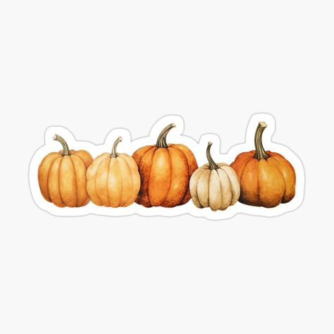 Get my art printed on awesome products. Support me at Redbubble #RBandME: https://www.redbubble.com/i/sticker/Watercolour-Halloween-Pumpkins-in-a-row-by-lastgirlscout/149969439.EJUG5?asc=u Png Icons Cartoon, A Sticker Letter, Thanksgiving Stickers Aesthetic, Fall Aesthetic Stickers, Fall Stickers Aesthetic, Halloween Stickers Aesthetic, Watercolour Halloween, October Stickers, Watercolour Stickers