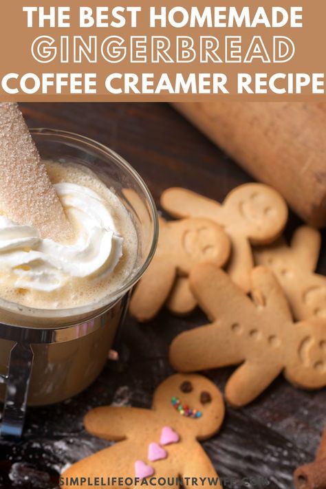 As the holiday season approaches, there’s nothing quite like waking up to the aroma of a freshly brewed cup of coffee. So I’m excited to share with you a delicious recipe that will take your morning coffee to a whole new level – Homemade Gingerbread Coffee Creamer. | how to make gingerbread coffee creamer | diy gingerbread coffee creamer | gingerbread coffee creamer homemade | gingerbread coffee creamer recipe | homemade coffee creamer christmas Homemade Dry Coffee Creamer Recipe, Brown Butter Coffee Creamer, Homemade Maple Coffee Creamer, Homemade Coffee Creamer Using Sweetened Condensed Milk, Coffee Creamer Homemade Evaporated Milk, Gingerbread Coffee Creamer, Creamer Homemade, Comfort Drinks, Homemade Coffee Creamer Recipe