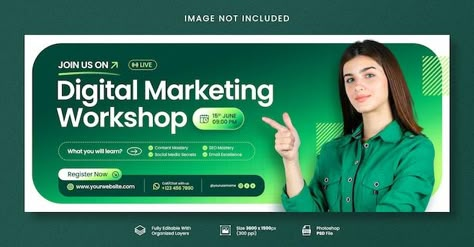 Facebook Cover Ideas For Business, Digital Marketing Ads Design, Webinar Banner Design, Promotional Banner Design, Company Banner Design, Marketing Agency Post, Webinar Banner, Linkedin Banner Design, Webinar Poster Design