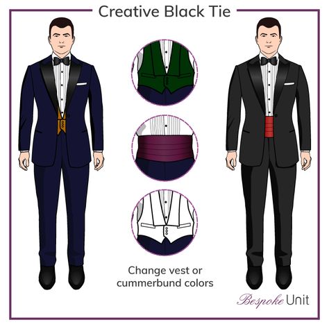 Creative black tie has become increasingly popular, but few men know how to handle this dress code. Read our guide for helpful tips & tricks. Creative Black Tie Men, Black Tie Creative, Tie Outfits Men, Black Tie Men, Attire Guide, Creative Black Tie, Black Tie Outfits, Black Tie Tuxedo, Black Tie Dress Code