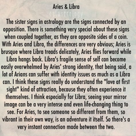 These two interact in a very dynamic way - they are on the same wavelength in a lot of ways, they both need outlets for their energy,… Aries And Libra Friendship, Aries Man Libra Woman, Libra And Aries Compatibility, Zodiac Stereotypes, Aries Compatibility, Same Wavelength, Libra Queen, Libra Relationships, October Libra