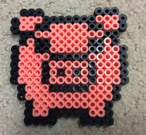 Pig Perler Beads, Perler Animals, Pig Cross Stitch, Melty Bead Designs, Pokemon Bead, Easy Perler Bead Patterns, Chain Ideas, Melty Bead Patterns, Pixel Beads