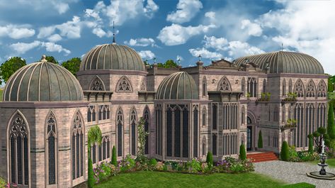 Two Story Windows, Cathedral Setting, Clap Clap, Sims 4 House Design, Second Story, First Story, Sims 4 Houses, Sims Cc, Fantasy Landscape