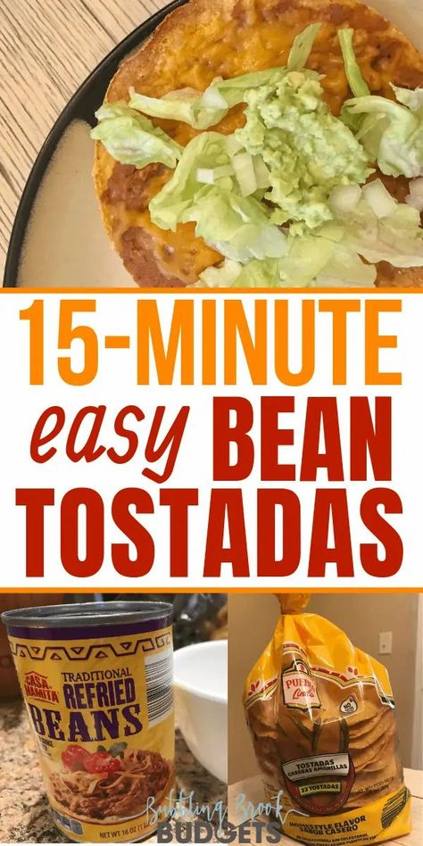 These easy baked tostadas are meat free, made with refried beans and smashed avocado! This baked tostadas recipe is one of our family's favorite 15 minute meals! Check out my recipe tips for vegetarian, vegan, or if you're on the Daniel Fast! Perfect for a simple Cinco de Mayo lunch or dinner. Bean Tostada, Baked Tostadas, Mexican Sauces, Tostada Recipe, Vegan Refried Beans, Bean Tostadas, Tostadas Recipe, Garden Grazer, Tostada Recipes