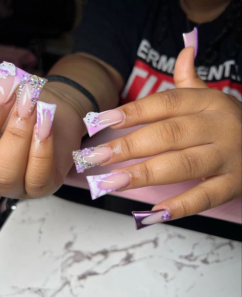 Short Coffin Nails Designs, Purple Acrylic Nails, Long Acrylic Nail Designs, Duck Nails, Using Canva, Short Square Acrylic Nails, Exotic Nails, Acrylic Nails Coffin Pink, Long Square Acrylic Nails