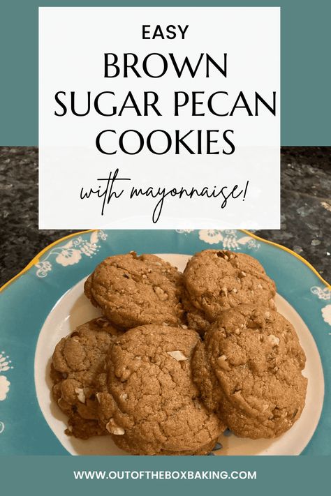 Easy Brown Sugar Pecan Cookies (with mayonnaise) Mayonnaise Cookies Recipe, Dark Brown Sugar Recipes, Brown Sugar Pecan Cookies, Bisquick Inspired Recipes, Foolproof Cake Recipe, Cookies With Pecans, Blueberry Oatmeal Muffins, Ultimate Chocolate Chip Cookie, Brown Sugar Recipes