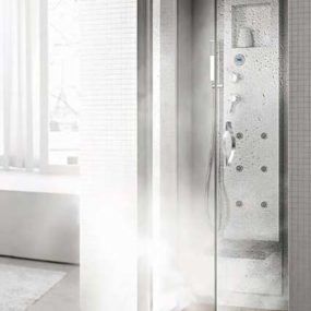 Compact Shower Cubicle offers dry sauna, steam bath and shower, Revolution by Carmenta Steam Showers Bathroom Master Bath, Bath Shower Combination, Steam Shower Enclosure, Steam Shower Cabin, Master Bath Shower, Shower Columns, Bathroom Design Trends, Master Shower, Steam Shower