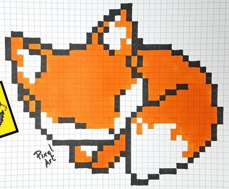 Fox Pixel Art, Pixel Art Noel, Image Pixel Art, Modele Pixel Art, Pixel Art Pokemon, Easy Perler Bead Patterns, Graph Paper Drawings, Pixel Drawing, Pix Art