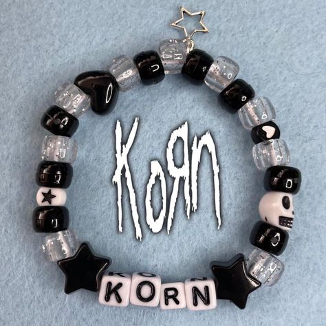 Korn Kandi bracelet   - handmade by me! - please... - Depop Korn Bracelets, Korn Kandi, Kandi Bracelets Ideas Cuffs, Kandi Singles Ideas, Kandi Cuff Ideas, Scene Kandi, Bracelet Stuff, Diy Kandi Bracelets, Diy Kandi