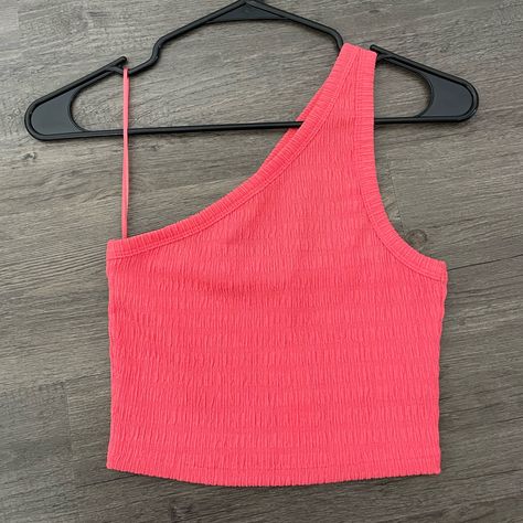 Brand New With Tags. One Shoulder Pink Crop Tank Neon Tank Top, Cute Fits, Fancy Dresses, Crop Tank, American Eagle Outfitters, American Eagle, Eye Makeup, One Shoulder, Womens Tops