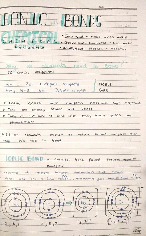 Ionic Bonding Notes, Chemical Bonding Notes, Chem Notes, 11 Aesthetic, Chemical Bonding, Notes Inspo, Ionic Bonding, Notes Aesthetic, Chemistry Notes