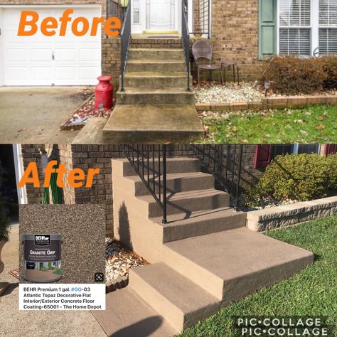 Painting Cement Steps, Driveway Diy, Repair Concrete Driveway, Cement Steps, Old Home Renovation, Concrete Floor Coatings, Driveway Repair, Front Door Steps, Yard Inspiration