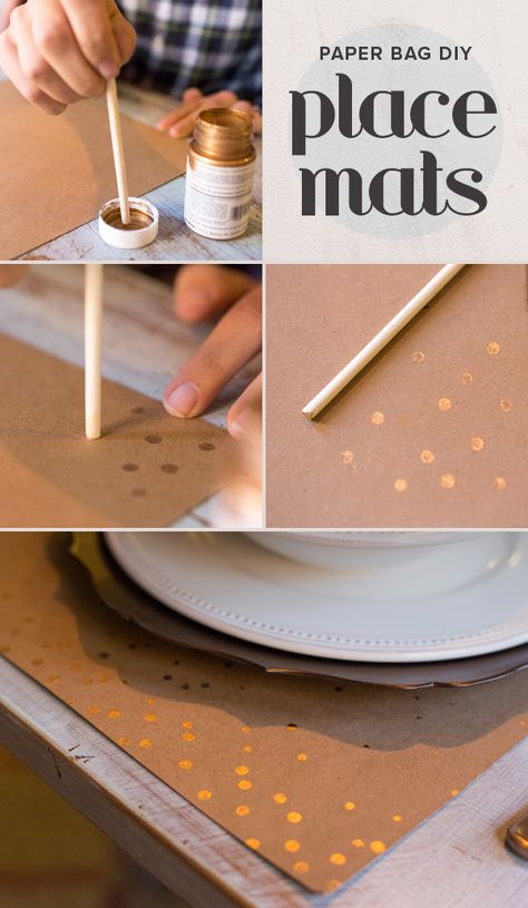 Butcher Paper Placemats, Table Mats Ideas Diy Paper, Christmas Table Brown Paper, Brown Paper Christmas Table, Diy Placemats Paper, Paper Placemats Ideas Diy, Diy Place Mats Ideas, Christmas Placemats Diy, Brown Paper Table Runner