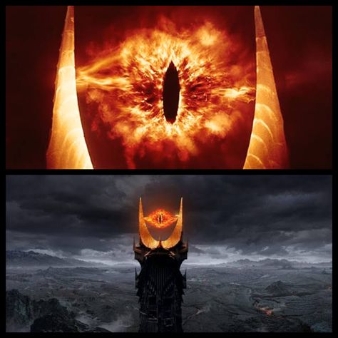 Or Great Eye, was a symbol adopted by the Dark Lord in the Third Age. It was said that few could endure its terrible gaze. The Eye was used as a symbol on armor and banners of Mordor, representing Sauron's quasi-omnipotence. Lord Of The Rings Eye Of Sauron, Sauron Eye, The Eye Of Sauron, Lotr Party, Eye Of Sauron, Lord Sauron, Rings Tattoo, Lord Of The Rings Tattoo, The Dark Lord