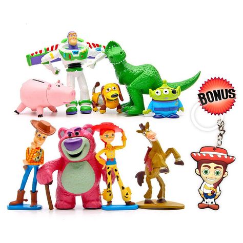 PRICES MAY VARY. GREAT FOR PARTIES: Is your little one’s birthday coming up and you want to surprise them with a special Toy Story themed party? Would you like for their birthday cake to be perfectly decorated without too much effort? These Toy Story figurines are the perfect solution! COMPLETE SET: This 9-piece pack of Toy Story birthday party favors includes all of the little ones’ favorite characters! You’ll receive Woody, Buzz Lightyear, Jessie, Lotso, Bullseye, Rex, Alien, Slinky and Hamm, Jessie And Buzz, Toy Story Figures, Toy Story Cakes, Toy Story Characters, Grandson Birthday, Mickey Mouse Parties, Nephew Birthday, Toy Story Birthday Party, Cartoon Toys