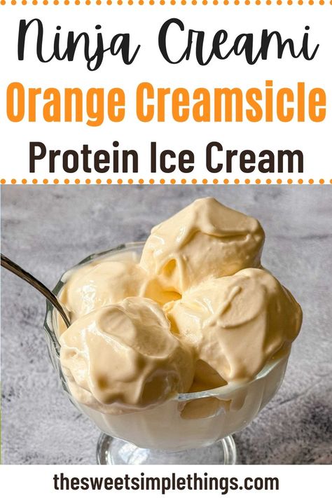 This Ninja Creami Orange Creamsicle recipe is vibrant, creamy, fluffy, and absolutely delicious! This Ninja Creami Orange sherbet recipe is a nostalgic delight that reminds me of childhood summers at the pool. This Ninja Creami protein ice cream recipe is fruity and fun. Healthy Ninja Creami ice cream recipes make a fit lifestyle so much easier. Orange Sherbet Recipe, Creami Protein Ice Cream, Ninja Creami Ice Cream Recipes, Ninja Creami Recipe, Sugar Free Desserts Easy, Protein Ice Cream Recipe, Protein Ice Cream Recipes, Sherbet Recipes, Low Sugar Desserts