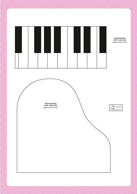 Piano Template, Piano Card Template Free Printable, Music Themed Cards, Musical Cards, Making Musical Instruments, Card Making Templates, Birthday Card Template, Shaped Cards, Card Tutorial