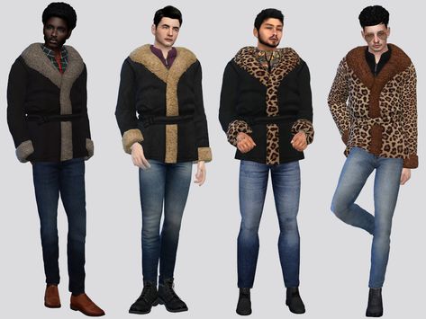 The Sims Resource - Thick Faux Fur Jacket Sims 4 Male Fur Coat, Sims 4 Male Coat, Sims 4 Fur Jacket, Sims 4 Winter Cc, Sims Download, Fur Coat Men, Sims 4 Male Clothes, Winter Maxi, Mens Fur Coat