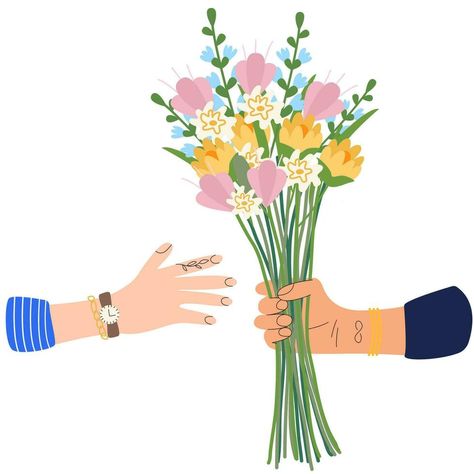 Bouquet of flowers in hands. A hand Giving Flower Bouquet.Gift for Holiday, Romance Present, Anniversary or Birthday Celebration. Bouquet Drawing, Flower Bouquet Gift, Flower Bouquet Drawing, Hands Holding Flowers, Giving Flowers, Bouquet Gift, Holiday Romance, Flowers Bouquet Gift, Cartoon Flowers