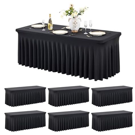 Fitted Table Cover, Rectangle Tables, Fitted Tablecloths, Party Setup, Table Skirt, Banquet Tables, Table Cloths, Black Table, Rectangle Table