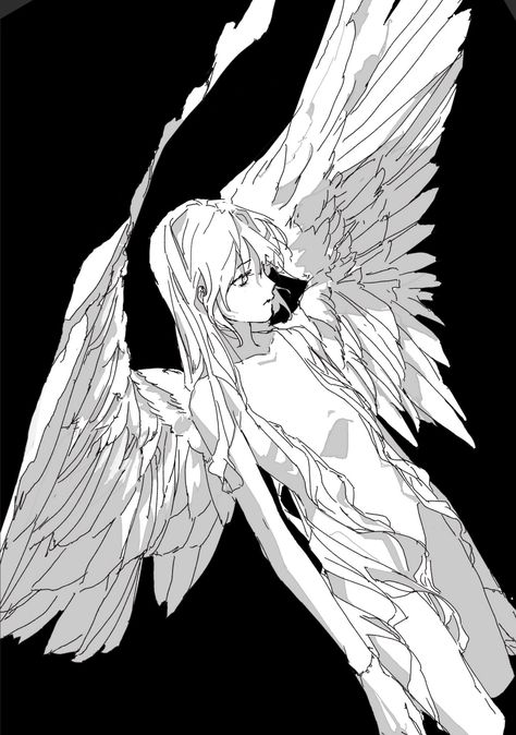 Female Side Drawing, Wing Oc Art, Drawing Poses Angel, Winged Character Art, Angel Art Sketch, Wings Art Reference, Wings Reference Drawing, Pfp Pose Reference, Poses With Wings