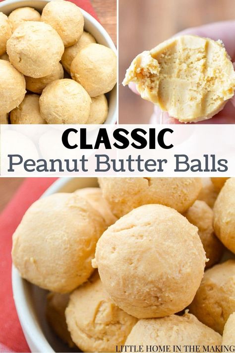 This easy peanut butter balls recipe is perfect for serving during the holidays, or for gifting. This easy 4 ingredient recipe is a simple no bake recipe for peanut butter balls that is made from an old fashioned recipe. No Rice Krispies or graham crackers required, just basic, simple ingredients! If you're looking for a tasty, yet simple and classic peanut butter balls recipe, you have to try this old fashioned version. The ultimate Christmas no bake recipe! Christmas No Bake, Easy Peanut Butter Balls, Easy Food Gifts, Peanut Butter Balls Easy, Skippy Peanut Butter, Peanut Butter Balls Recipe, No Bake Recipe, Old Fashioned Recipe, Peanut Butter Snacks