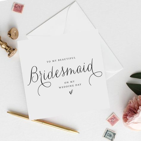 Bridesmaid Thank You Cards, Thank You Cards From Kids, Bridesmaid Presents, Typography Card, Unique Bridesmaid, Bridesmaid Thank You, Bridesmaid Card, Signs Wedding, Elegant Typography