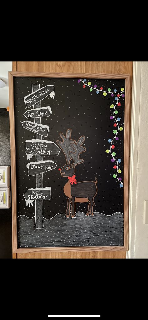 Santa Claus Chalkboard Art, Blackboard Design, Chalk Markers Art, Drawing Decor, School Library Displays, Window Drawing, Christmas Chalkboard, Christmas Border, Board Art