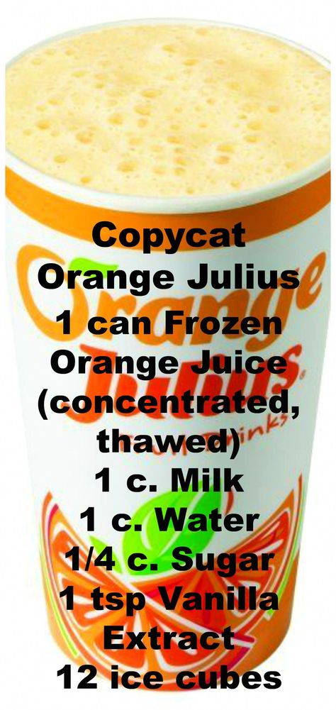 How To Make An Orange Julius, Frozen Orange Juice Recipes, Stick Blender Recipes, Orange Julius Recipe Original, Copycat Orange Julius, Orange Julius Copycat Recipe, Milkshake Drink, Orange Julius Recipe, Orange Food