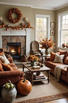 Fall Decor Ideas For The Home Cottage, Grandmacore Fall Decor, Cozy Fall Interior Design, Country Cottage Fall Decor, Fall Decor Inspiration Living Room, Vintage Fall Home Decor, Vintage Grandma House Aesthetic, Fall House Interior, Cozy Autumn Living Room